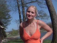 German beauty Joyce Angel gets covered in jism during a wild ride with Markus Waxenegger