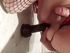 round cross dresser trying to gape herself for dad