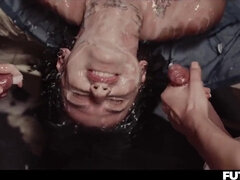 美女, 茶髪の, 巨乳な, 人形, レズビアン, ペニスバンド, 三人, オッパイの