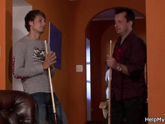 Old husband sharing young wife with friend