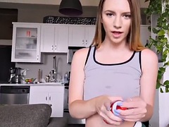 Skinny blonde teen short hair and blowjob post el azul