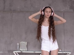 Erstaunlich, Fingern, Klaffend, Muschi, Rotschopf, Dürr, Solo, Titten