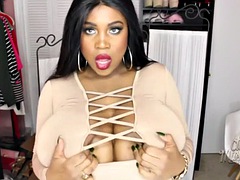 美女, ぽっちゃり, デカパイ, 黒人, 巨乳な, 黒人, 一人, オッパイの