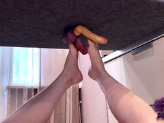 Füsse, Weibliche domination, Fussjob, Handjob, Selbstgemacht, Russisch, Schuhe, Spielzeuge