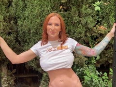 Tattooed Redhead MILF Sophia Locke with amazing round boobs loves getting pleased at porn casting