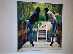 Masturbation in a non-standard way on a trampling