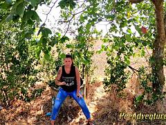 Pee in A Corn Field and Wet Her Skirt - Changing Her Wet Clothes Outdoor and Preparing for Another Pee Standing