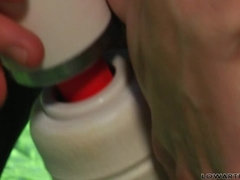 ブロンド, レザー, オナニー, オマンコ, 一人, おもちゃ