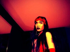 Demonic ladyboy sucks foreigner cock dry