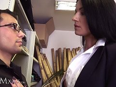フェラチオ, なめる, 淫乱熟女, 母, 磨き, オマンコ, 馬乗り, ストッキング