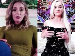 ブロンド, 目瞪口呆, 手コキする, 剃毛, 一人, ストリッピング, ティーン, オッパイの