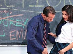 Naughty schoolgirls fucked by teacher