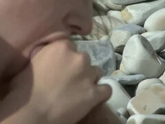 Russian amateur swingers have sex on the beach