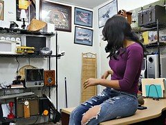 Busty amateur brunette babe banged by pawn dude