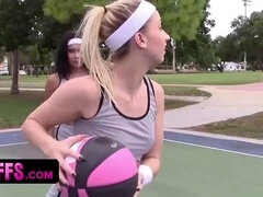 Natural tits, knee high socks, coach