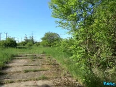 Rubia, Mamada, Tetona, Familia, Latina, Al aire libre, Público, Coño