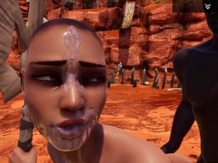 Anal, Bondage domination sadisme masochisme, Sucer une bite, Éjaculation interne, Noir ébène, Faciale, Interracial, Esclave