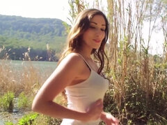 Mamada, Desnudo, Al aire libre, Adolescente, Tetas