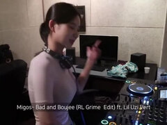On the first day of learning Pilates, someone to play with in the DJ practice room!