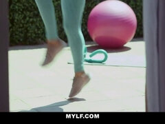 Fitness milf nails trainer after exercise session