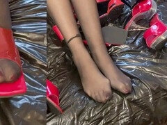 Noire, Couple, Fétiche, Allemand, Fait maison, Nylon, Chaussures, Vibromasseur