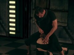 Villain easily enticed superhero distracting him with pussy