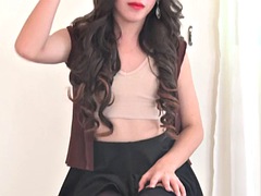 Leie, Asiatisch, Schönheit, Spermaladung, Masturbation, Transfrau, Solo, Titten