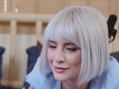 デカチン, フェラチオ, イく瞬間, 女, 手コキする, ショートヘア, フェラする, オッパイの