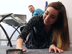 Gorgeous slut gets fucked by daddy in the office