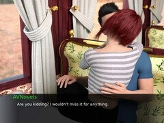 Redhead with big boobs and a nice butt plays pc games in this erotic visual novel