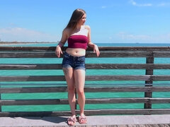 素人, アメリカ人, ビーチ, フェラチオ, 共学, ハメ撮り, 公共, 剃毛