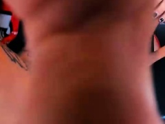 Black ebony using anal toys on tranny shemale