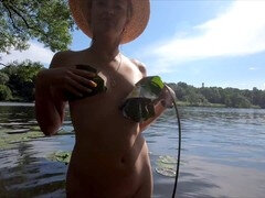 ビーチ, 淫乱熟女, 裸, 公共, ロシア人