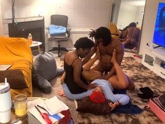 Amateur, Bisexual, Negro, Pareja, Ébano, Ffm, Besar, Trio
