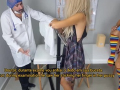 Stepmom Gets Doctor's Exam While Stepdaughter Watches - Petite Latina Fucked Doggy Style