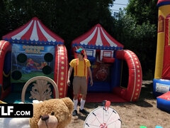 Bella Rolland, the world's strongest MILF, gets her pussy destroyed in a bounce house