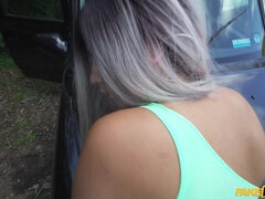 Busty Latina Babe Is So Horny part 2 - Lisa Gali rides the Taxi Driver Outdoors