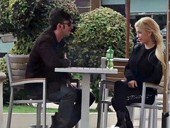 美女, デカパイ, 車, フェラする