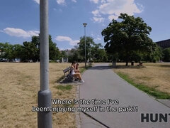 Charlie Dean's shaved pussy gets picked up & fucked POV style in Hunt4K