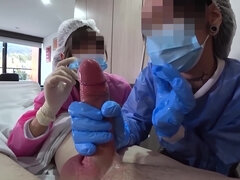 Sucer une bite, Attrapée, Queue, 2 femmes 1 homme, Masturbation, Infirmière, Public, Plan cul à trois