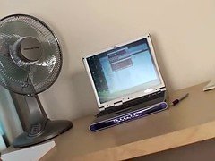 Homemade masturbator in action