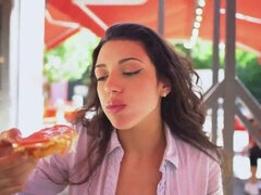 Latina loves Pizza with cum toping