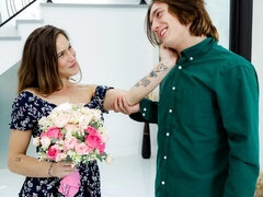 Big-boobed chick Aderes Quin likes jumping on a hard wiener