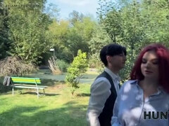 Gros seins, Cocu, Naturelle, De plein air, Chatte, Rousse roux, Russe, Nénés