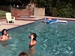 素人, 指いじり, パーティ, プール, オマンコ, ティーン