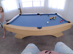 Blond, Pijpbeurt, Sperma, Spel, Hd, Natuurlijke tieten, Biljart, Gezichtspunt