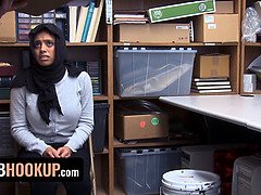 Ella Knox's big natural boobs bounce as she gets drilled hard in the backroom for stealing