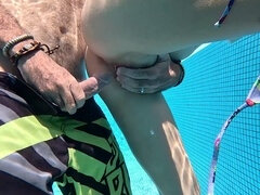 Grosser schwanz, Besamung, Behaart, Zierlich, Pool, Muschi, Schwestern
