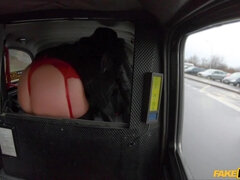 French MILF In Red Lingerie - Ania Kinski Deepthroating Long Dick in POV Reality Taxi Sex