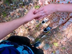 Hot brunette, public blowjob, public exhibitionist